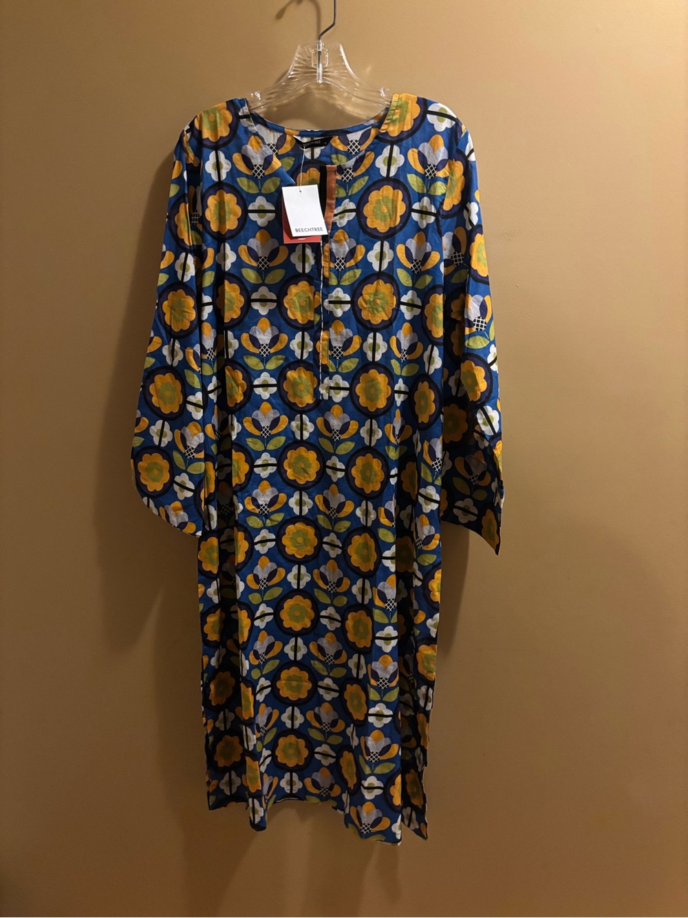 ⭐️⭐️Beech Tree Blue and Yellow Floral Long Sleeve Shift Dress